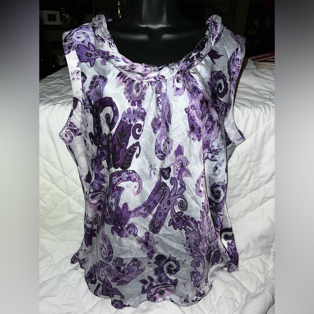 Dressbarn Paisley Roll Neck Blouse